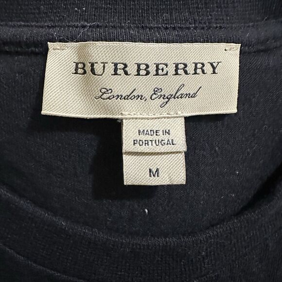 Burberry Men Size Medium Embroidered Logo Black Short Sleeve T-Shirt - Picture 3 of 10